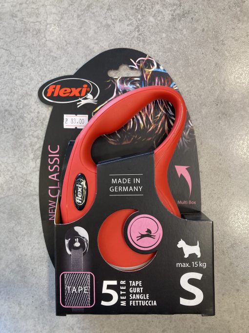 רצועת רולטה אדומה Flexi 5 מטר, S