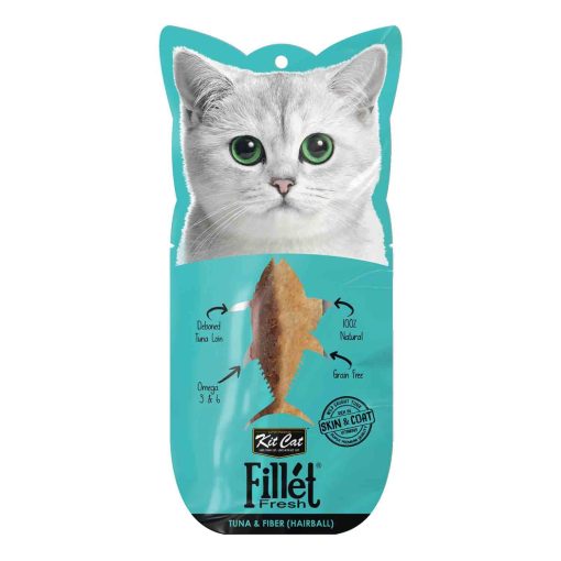 Kit Cat Tuna and Fiber Treat Helps Reduce Hairballs