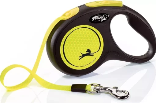 Dog Lead Flexi Neon Yellow Collor Size Small